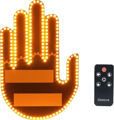 Produktbild von Road Rage Handlichter, LED-Schild fürs Auto, leuchtender Mittelfinger fürs Auto mit Fernbedienung, auffällige Gestenbeleuchtung für Fahrzeuge