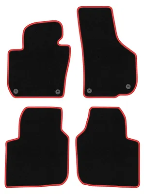 Zdjęcie produktu dla Dywaniki samochodowe welurowe CARLUX-RED do: Skoda Superb II Long (2008-2015, sedan, kombi) czarne z czerwonym obszyciem, z mocowaniami