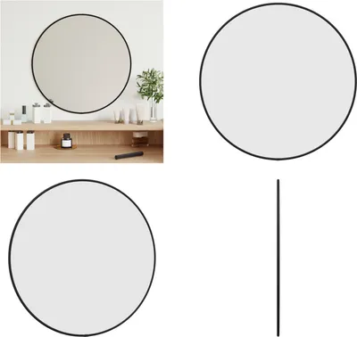 Obrázek produktu pro vidaXL Nástěnné zrcadlo černé Ø 50 cm kulaté - Nástěnné zrcadlo - Zrcadlo pro líčení - Dekorativní zrcadlo - Kosmetické zrcadlo