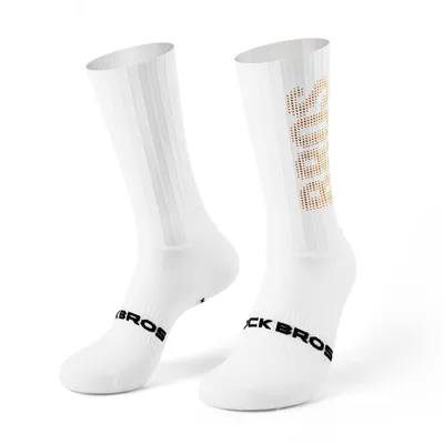 Zdjęcie produktu dla ROCKBROS 1 para skarpet rowerowych Oddychające skarpety na rower szosowy Skarpety kompresyjne do biegania, fitnessu, treningu dla mężczyzn i kobiet White Raster Gold S