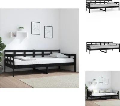 Produktbild von vidaXL Tagesbett Schwarz Massivholz Kiefer 90x200 cm -  Betten & Bettgestelle