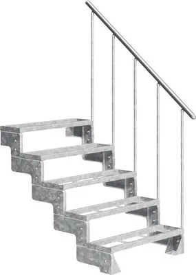 Produktbild von Aussentreppe Pertura Tallis mit Geländer 5 Steigungen Einlegestufen 80 cm Metall