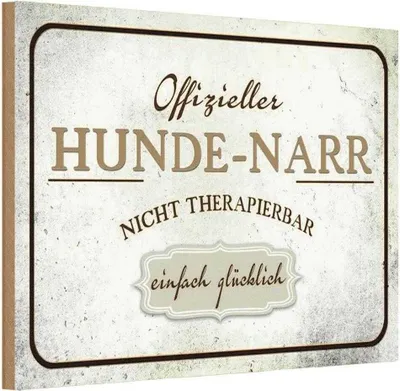 Produktbild von vianmo Holzschild 12x18 cm Hunde-Narr nicht therapierbar Tier Haustier