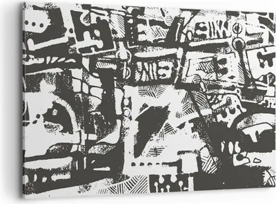 Produktbild von Bild auf Leinwand - Leinwandbild - Einteilig - Schwarzweiß Figuren Abstraktion - 120x80cm - Wand Bild - Wanddeko - Wandbilder - Leinwanddruck - Bilder - Wanddekoration - Leinwand bilder AA120x80-5125