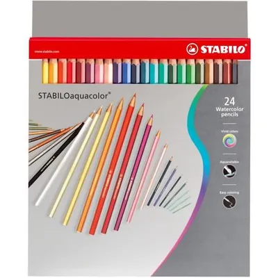 Produktbild von Aquarell-Buntstift - STABILO aquacolor - 24er Pack - mit 24 verschiedenen Farben