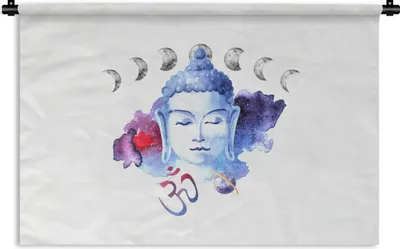 Produktbild von MuchoWow® Wandteppich Wandbehang Buddha - Kopf - Mond 90x60 cm Tapisserie Dekoration Wandtuch - Wandskulpturen - Bildteppich