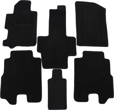 Image de Tapis De Sol Noir Velours Pour Honda FR-V 2004-2009 6pcs, Ajustement précis, Base Antidérapante, Renforcée dans la Zone de la Pédale