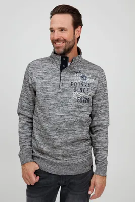 Zdjęcie produktu dla FQ1924 FQGudmund Troyer - męska bluza z kapturem, sweter typu pullover z kołnierzem typu stójka, zapinany na zamek i zatrzaski