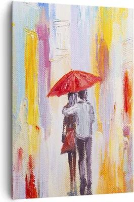 Produktbild von Bild auf Leinwand - Leinwandbild - Einteilig - Liebhaber Regenschirm - 70x100cm - Wand Bild - Wanddeko - Wandbilder - Leinwanddruck - Wanddekoration - Leinwand bilder - Wandbild - PA70x100-3692