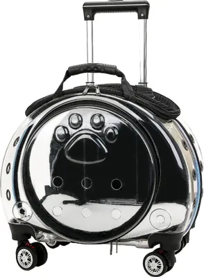 Produktbild von Pet Trolley Case Clear Ventilation Holes Silent Wheels Convenient Portable Cats Dogs Backpack for Travel
