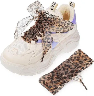 Produktbild von Modische Luipaardveters aus Satin für Sportschuhe - 2 Stück - 130x4x1 cm