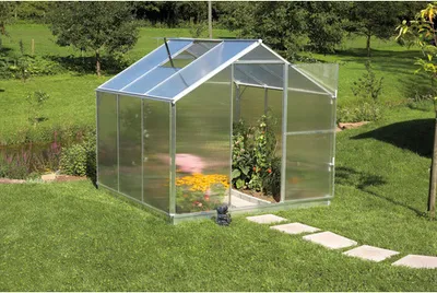 Produktbild von Gewächshaus gutta F3 Polycarbonat 6 mm 227 x 228 cm silber