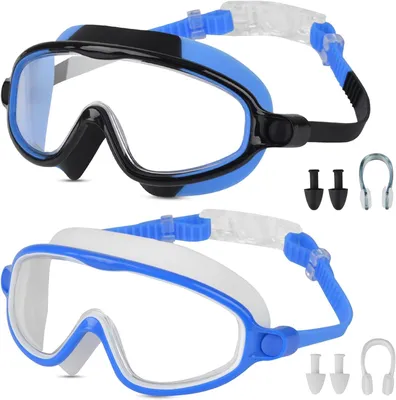 Image de Lunettes de natation pour enfants, lot de 2, anti-buée, protection UV, pour les enfants de 3 à 15 ans, étanches