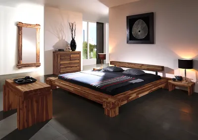 Produktbild von Massivholzbett Balkenbett 140 x 200 cm aus Akazie CARMA