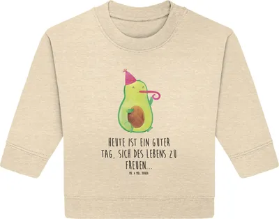 Produktbild von Mr. & Mrs. Panda Organic Baby Pullover Avocado Feier 24. - 36. Monat - Natural Raw - Geschenk, Party, Gute Laune, Fete, Geburtstag, Bullover