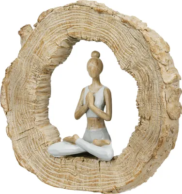Immagine prodotto di Gilde Skulptur, rund, "Padmasana", Yogamotiv, Kunstharz, naturfarben, VE 2, L. 4 cm, B. 19.5 cm, H. 18 cm 57998 4063387579985