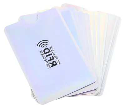 Produktbild von 10 Stück RFID Schutzhüllen aus Aluminiumfolie für Ausweise und Bankkarten
