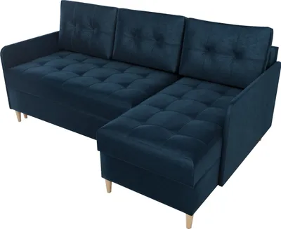 Produktbild von BroMARKT Ecksofa mit Schlaffunktion und Bettkasten Fado Blau Samtstoff Rechts