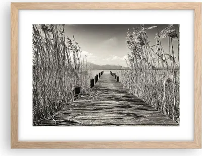 Produktbild von Gerahmtes Poster - Rahmen in heller Eiche - Brücke Pier Sepia - 40x30 cm - Wand Bild - Wanddeko - Wandbilder - Kunstposter - Wandposter - Bilderrahmen - Bilder - Kunstdruck - P2NAA40x30-4928
