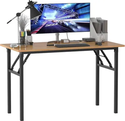 Produktbild von Klapptisch Computertisch 120x60x75cm Teak Schwarz E1-Partikelfestholz