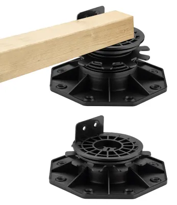 Image de Supports réglables Wiltec, pour bois et aluminium, de 40 à 70 mm, capacité de charge de 600 kg, supports de terrasse avec compensation de pente de 5 % pour dalles, lames de terrasse et planches