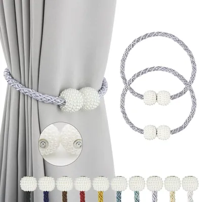 Produktbild von Handgefertigte Raffhalter aus Seil mit Quasten für Gardinen, Büro, Zuhause, Dekoration – Grau – 2er-Pack
