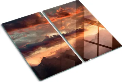 Obrázek produktu pro Kryt varné desky – Kryt na indukční desku – Ochranná skleněná deska – 2x30x52 cm– Skleněné ochranné desky na sporák –Tvrzené sklo –Hora západu slunce