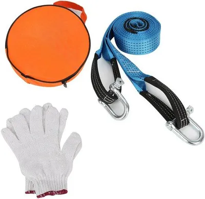 Imagen del producto de Cuerda de arrastre de 5 metros hasta 8 toneladas: Correa de remolque azul con bandas reflectantes para automóviles, camiones, furgonetas y SUV