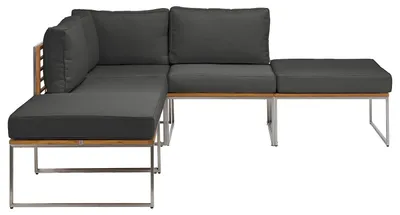 Produktbild von home24 Loungeset - 5-teilig - Webstoff / Teak Massiv