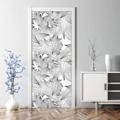 Produktbild von Dekorative Aufkleber selbstklebend Klebefolie Wandaufkleber Türposter Schwarz-Weiß Blätter 85 x 200 cm