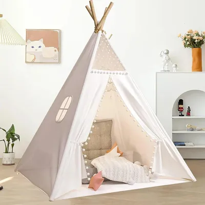 Produktbild von Tipi Zelt für Kinder Spielzelt mit Fenster Kinderzimmer Teepee zelt