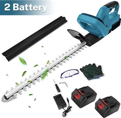 Image de Taille-haie sans fil 21V - Coupe-haies électrique 56 cm - 2 batteries 3,0 Ah + chargeur - Lame double tranchante - Épaisseur de coupe de 1,5 cm - Moteur sans balais