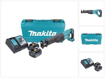 Image de Makita DJR 186 RFK 18 V Li-Ion Scie récipro sans fil avec Boîtier de transport + 2x Batteries BL 1830 3,0 Ah + Chargeur rapide DC 18 RC