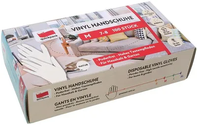 Produktbild von QUICKPACK Einweghandschuhe Vinyl 100er Größe M extra dünn