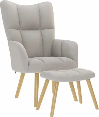 Image de Chaise de relaxation avec repose-pieds gris nuage tissu