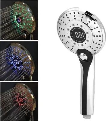 Produktbild von LED-Handbrause mit Farbwechsel für Temperatur, wassersparend, schlank