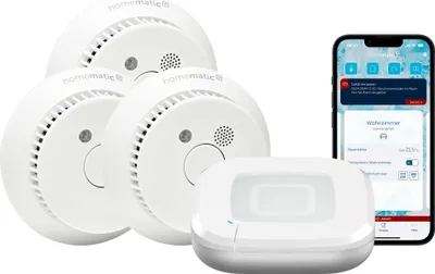 Obrázok produktu pre Štartovacia sada HOMEMATIC IP, dymový hlásič pre 3 miestnosti