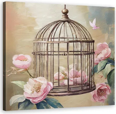 Produktbild von Leinwandbild Shabby Chic Aquarellblumen 60x60 Feeby Rosa bild für die wand bereit zum aufhängen