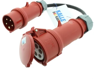 Produktbild von KALLE DAS KABEL CEE Adapterkabel 0,5 Meter H07RN-F 5G 2,5 mm² 400V 16A auf CEE 400V 32A Schutzart IP44