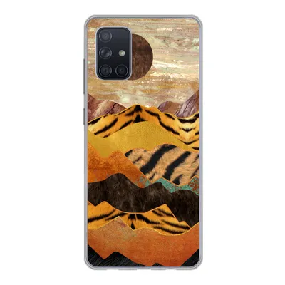 Produktbild von MuchoWow® Handyhülle Schutzhülle Hülle für Samsung Galaxy A51 5G Tigerdruck - Marmor - Gold Silikon Softcase Handy Hülle - Abbildung