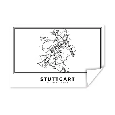 Produktbild von MuchoWow® Poster Stadtplan - Deutschland - Schwarz und weiß - Stuttgart - Karte 60x40 cm - Schlafzimmerdekoration