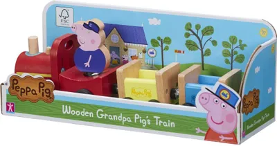 Obrázok produktu pre Drevená hračka Peppa Wutz - železnica (s figúrkou dedka Wutza)
