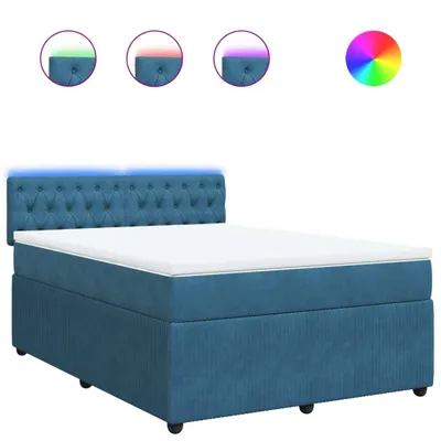 Produktbild von Boxspringbett mit Matratze Blau 140x200 cm Samt