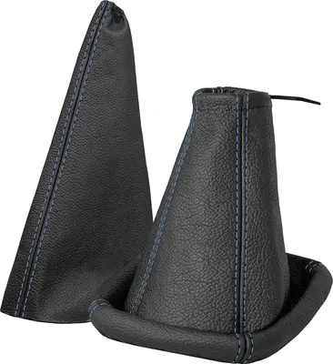 Produktbild von Schaltsack und Handbremsmanschette passend für OPEL CORSA C 100% Echtleder schwarz Naht blau