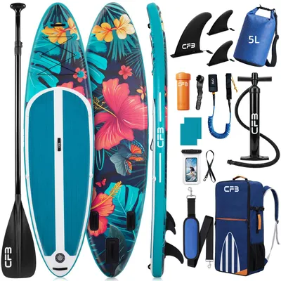 Produktbild von SUP-Board 320x84x15 cm, Bis zu 160 kg, extra breites iSUP, Aufblasbares Stand Up Paddle Board mit Paddel, Pumpe, Rucksack, für Anfänger und Erwachsene