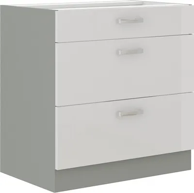 Image de Armoire à tiroirs inférieure ULLERIKE – largeur 80 cm, blanc / gris