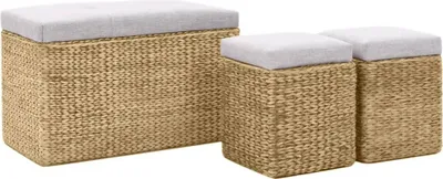 Obrázok produktu pre vidaXL Lavica s 2 otomanmi Sea Grass Grey