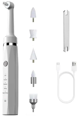 Produktbild von Zimilo Elektrischer Zahnpolierer mit LED Licht, 5 Modi, 5 Aufsätze, IPX6 wasserdicht, 1500 mAh Akku, für Zahnreinigung und Pflege zu Hause, Weiß