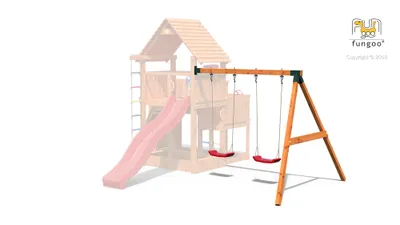 Produktbild von Fungoo Modul "Move Red" teak Anbauschaukelgestell mit 2 x Schaukelsitz