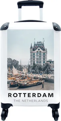 Produktbild von MuchoWow® MuchoWow® Koffer Handgepäck Trolley Rollkoffer Kleine Reisekoffer mit 4 Rollen - Rotterdam - Niederlande - Boot - Cabin Size < 55x40x23 cm & 55x40x20 cm - Fotokoffer - Kabinenkoffer - Boardg